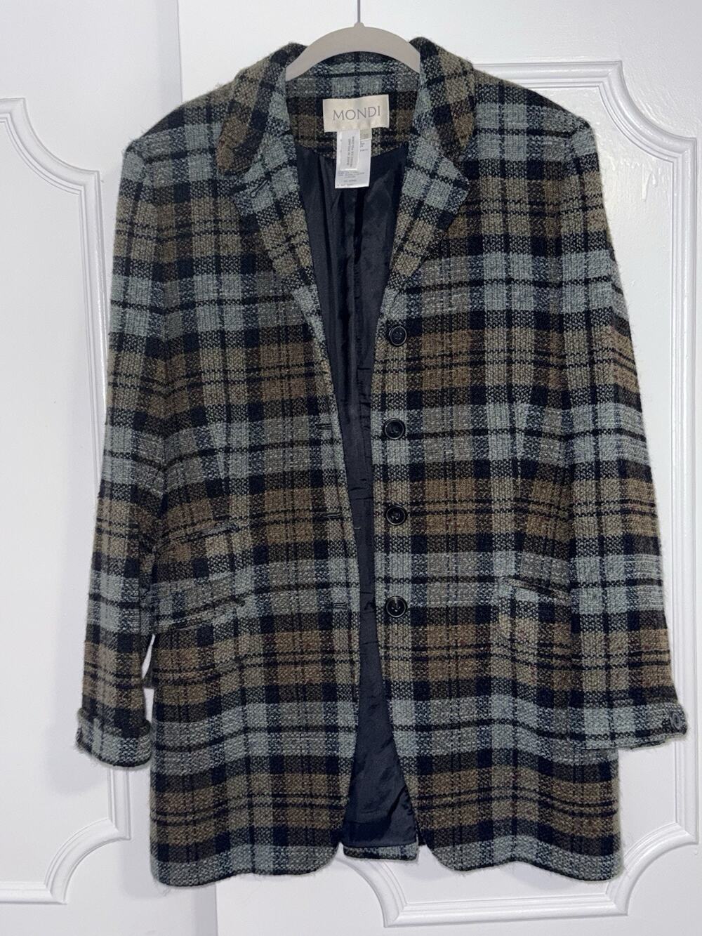 Mondi Tweed Button Down Blazer Sz 38 Vintage
